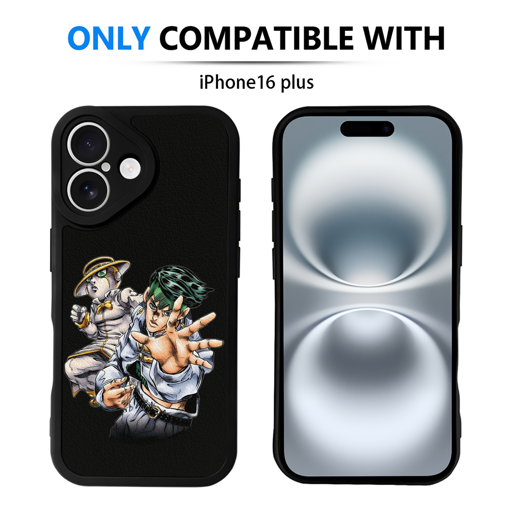 （画像用） ジョジョの奇妙な冒険 岸辺 露伴（きしべ ろはん） JoJo's Bizarre Adventure Rohan Kishibe 【iPhone 16シリーズ対応】シリコンスマホケース（レザー調） 材質：シリコン